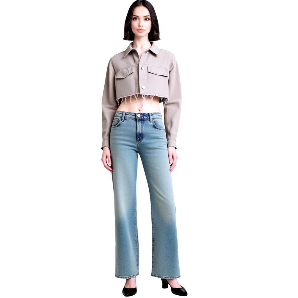 Streetwear Society Cropped Beige Jean Jacket